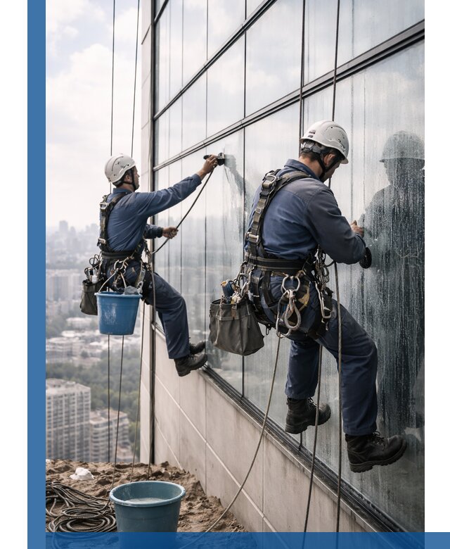 Профессиональная мойка фасадных окон альпинистами в Георгиевске