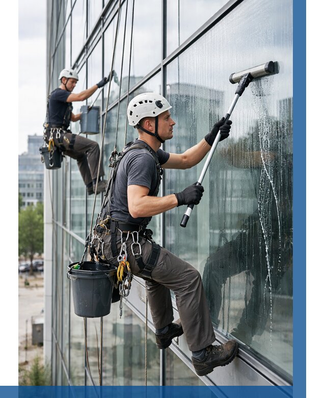 Мойка витражей альпинистами в Георгиевске от 721 р. под ключ|ВЫСОТНИК-Грг