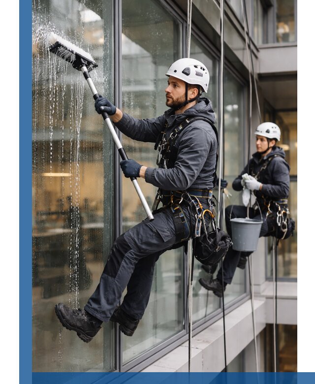 Профессиональная мойка витражей промышленными альпинистами в Георгиевске