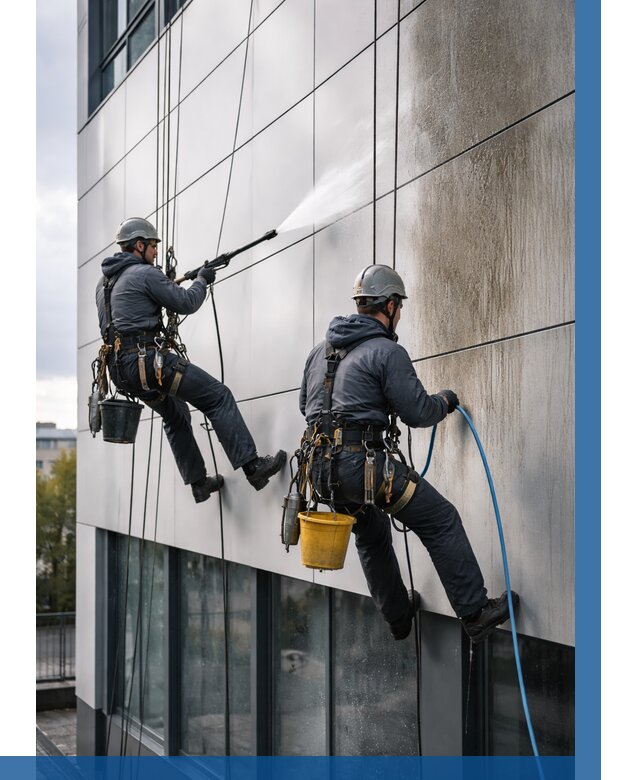 Мойка фасада из композита в Георгиевске по цене от 309 р. | ВЫСОТНИК-Грг