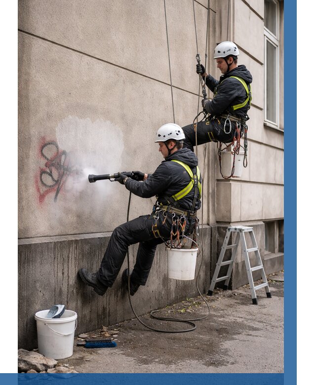 Удаление граффити с фасада в Георгиевске от 4638 р. | ВЫСОТНИК-Грг