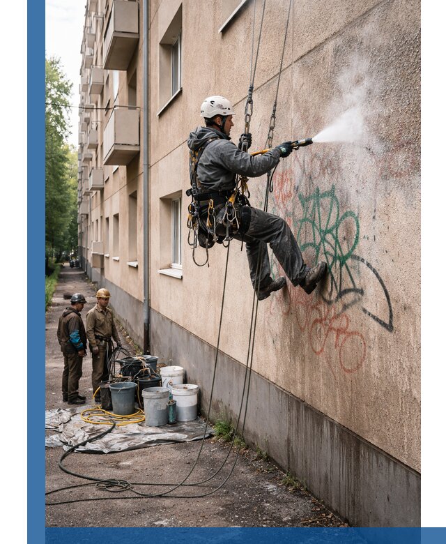 Удаление граффити с фасада в Георгиевске без следов и повреждений