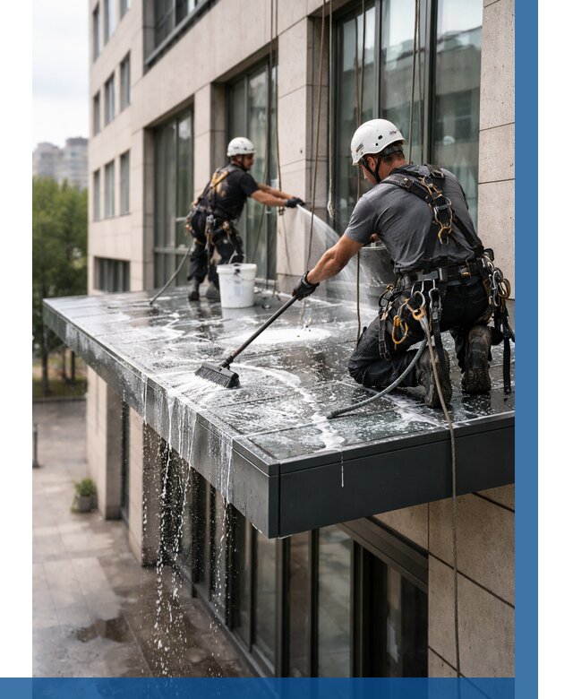 Мойка козырьков и навесов в Георгиевске от 3607 р. | ВЫСОТНИК-Грг