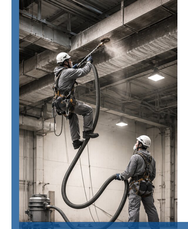 Обеспыливание потолочных конструкций в Георгиевске промышленным альпинизмом