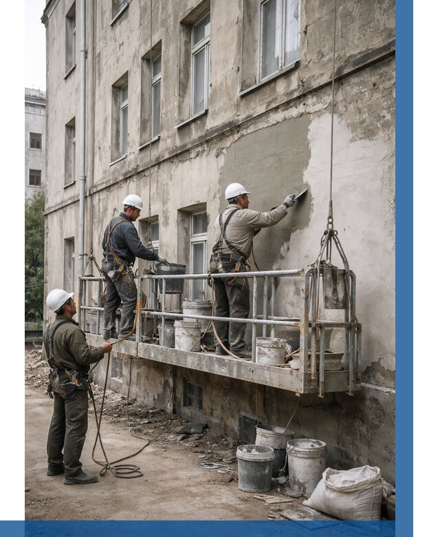 Капитальный ремонт фасада в Георгиевске от 4329 р. | ВЫСОТНИК-Грг