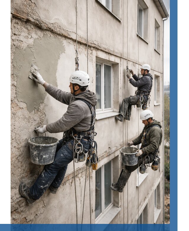 Ремонт штукатурного фасада в Георгиевске от 773 р. под ключ | ВЫСОТНИК-Грг