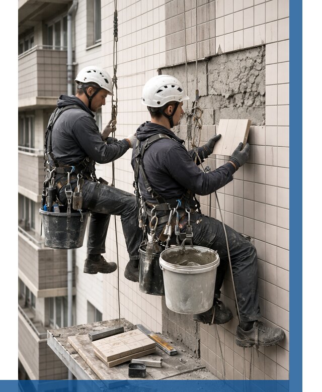 Ремонт облицовки фасада плиткой в Георгиевске от 1855 р. | ВЫСОТНИК-Грг