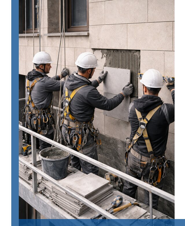 Ремонт облицовки фасада плиткой в Георгиевске с гарантией