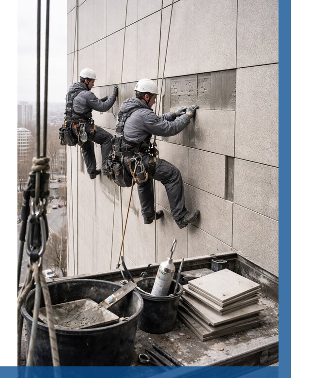 Ремонт фасада из керамогранита в Георгиевске от 2577 р. | ВЫСОТНИК-Грг