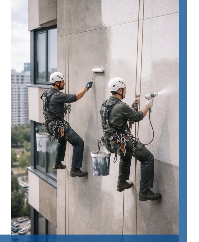 Покраска фасада альпинистами в Георгиевске от 309 р. | ВЫСОТНИК-Грг