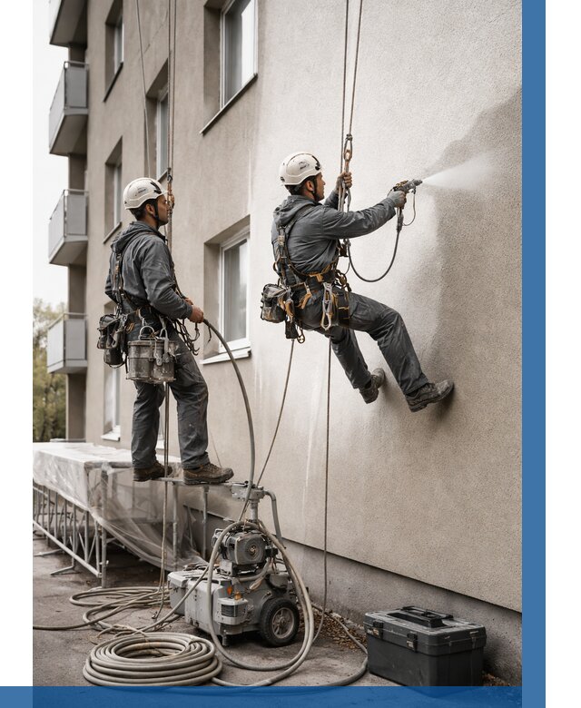 Безвоздушная покраска фасада в Георгиевске от 227 р/м² | ВЫСОТНИК-Грг