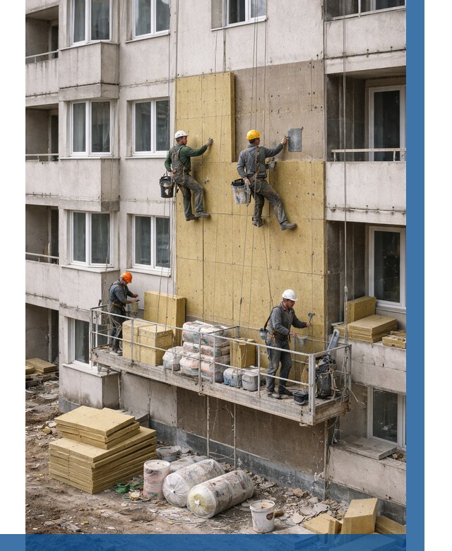 Утепление фасада минватой в Георгиевске от 1546 р. | ВЫСОТНИК-Грг