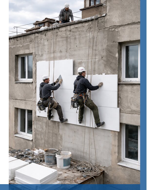 Утепление фасада пенополистиролом в Георгиевске от 1855 р. | ВЫСОТНИК-Грг