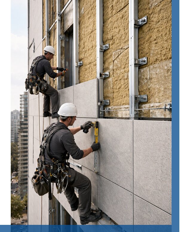 Монтаж вентилируемого фасада в Георгиевске от 3607 р. | ВЫСОТНИК-Грг