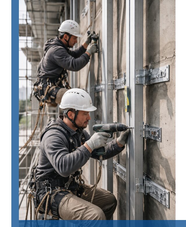 Монтаж и крепление подсистемы вентфасада в Георгиевске