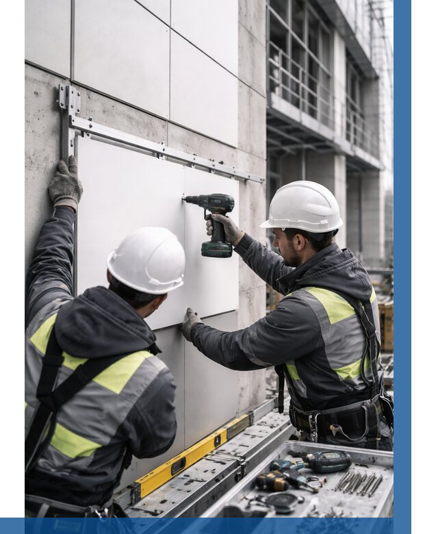 Монтаж композитных панелей фасада в Георгиевске от 2577 р. | ВЫСОТНИК-Грг