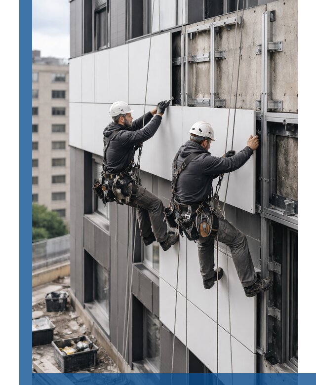 Монтаж композитных панелей фасада в Георгиевске под ключ