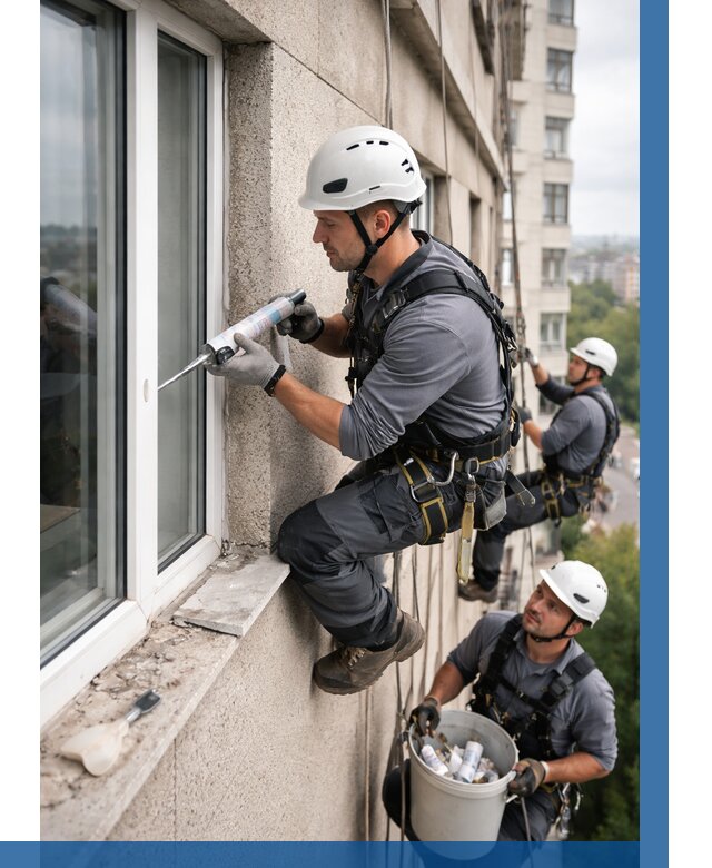 Герметизация оконных швов снаружи в Георгиевске от 1546 р. | ВЫСОТНИК-Грг