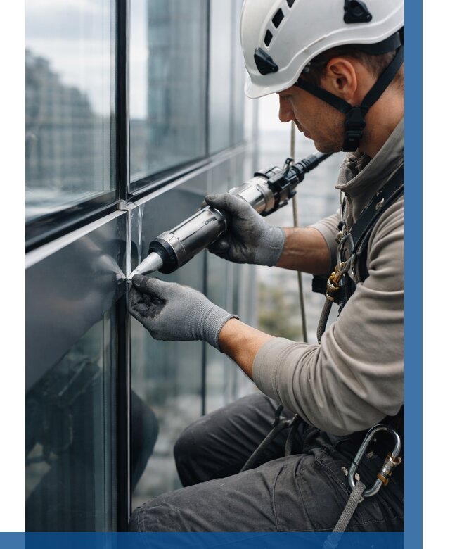 Герметизация стыков витража в Георгиевске от 1237 р. | ВЫСОТНИК-Грг