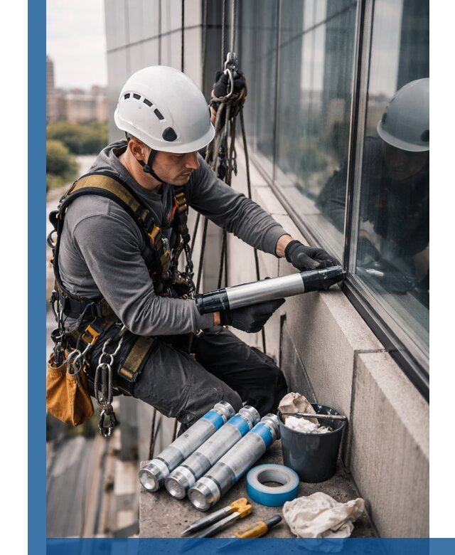 Герметизация стыков витража в Георгиевске для герметичных фасадов