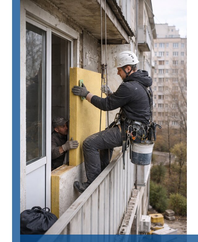 Профессиональное утепление балкона снаружи в Георгиевске под ключ