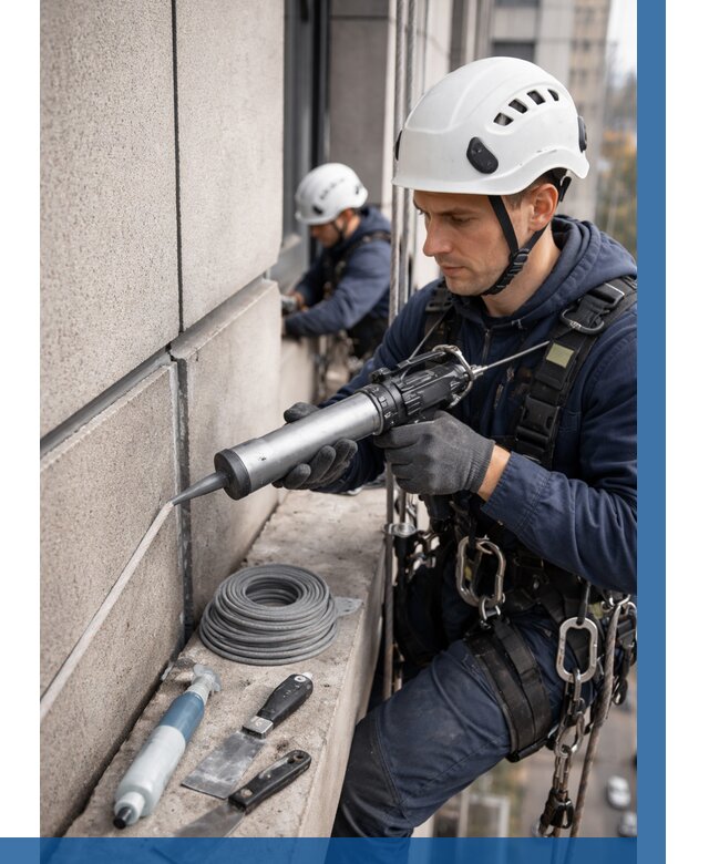 Герметизация деформационных швов фасада в Георгиевске от 721 | ВЫСОТНИК-Грг