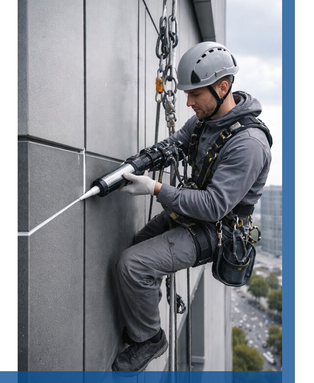 Герметизация стыков фасадных панелей в Георгиевске от 6700 р.| ВЫСОТНИК-Грг