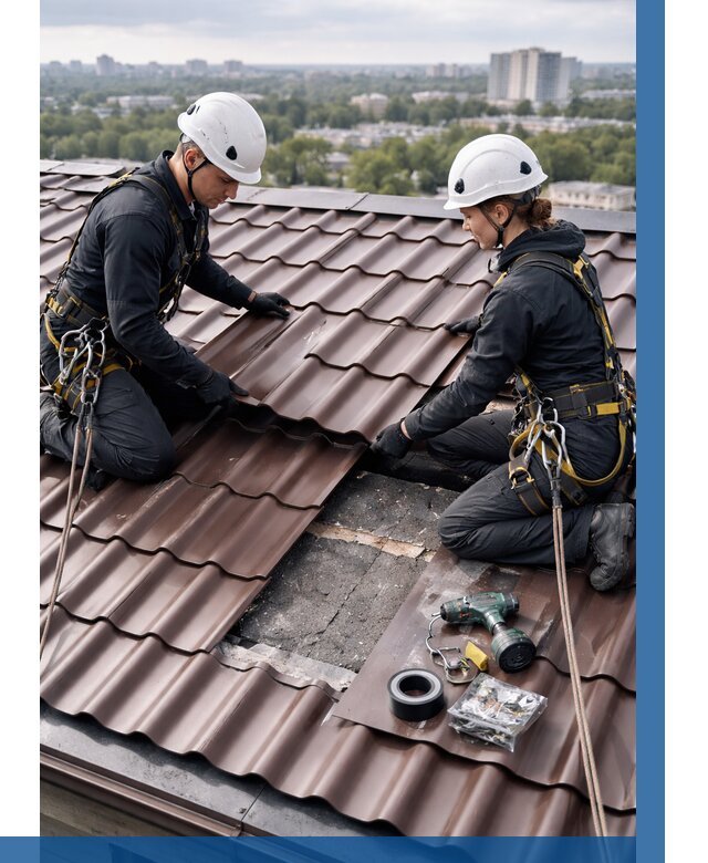 Ремонт металлочерепицы на крыше в Георгиевске от 928 р. | ВЫСОТНИК-Грг