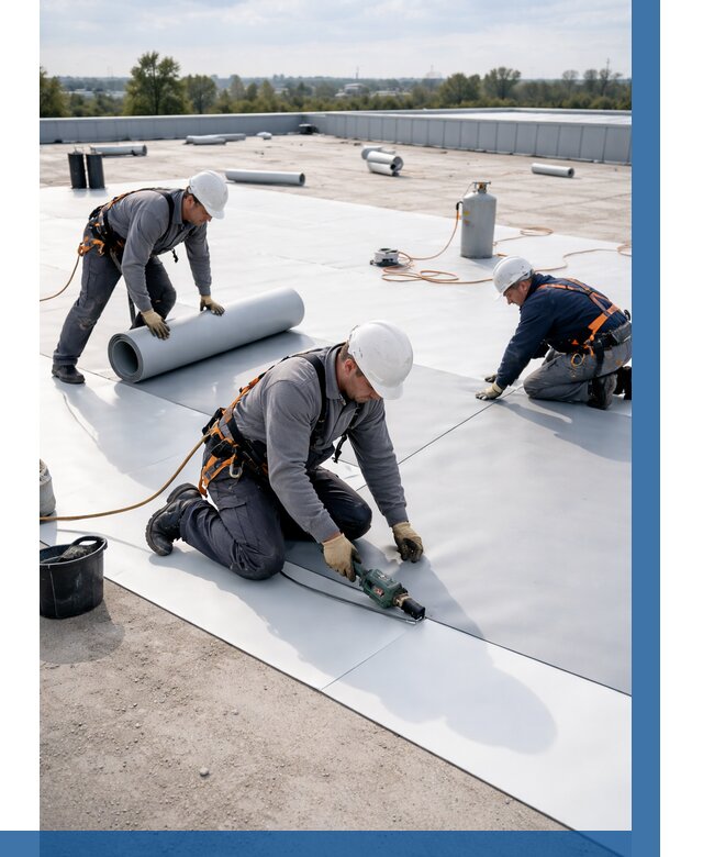 Монтаж мембранной кровли под ключ в Георгиевске от 1237 р. | ВЫСОТНИК-Грг