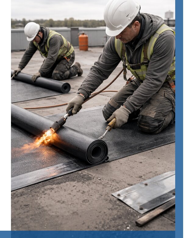 Монтаж наплавляемой кровли в Георгиевске от 876 р. — ВЫСОТНИК-Грг