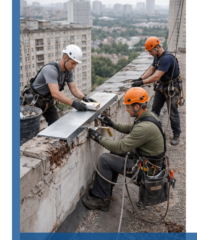 Ремонт парапета на кровле в Георгиевске, высотные работы с гарантией