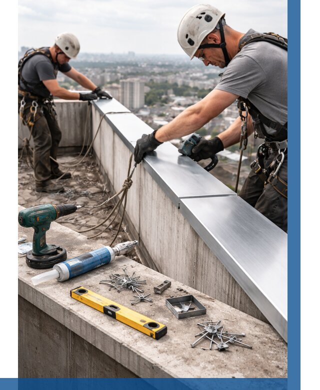 Монтаж парапетных крышек в Георгиевске от 825 р. | ВЫСОТНИК-Грг