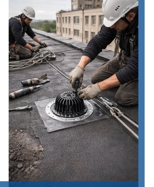 Установка водосточных воронок в Георгиевске цена от 3607 р. | ВЫСОТНИК-Грг