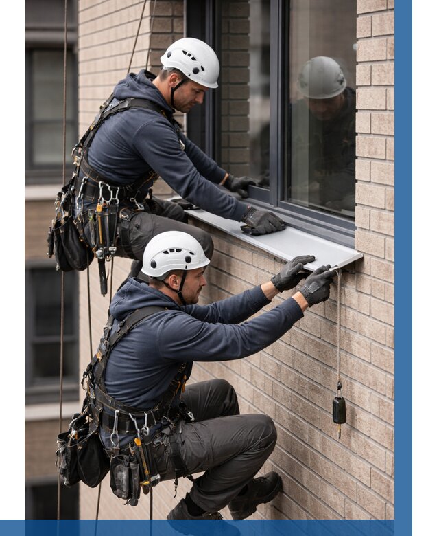 Монтаж оконных отливов под ключ в Георгиевске от 3607 р. | ВЫСОТНИК-Грг