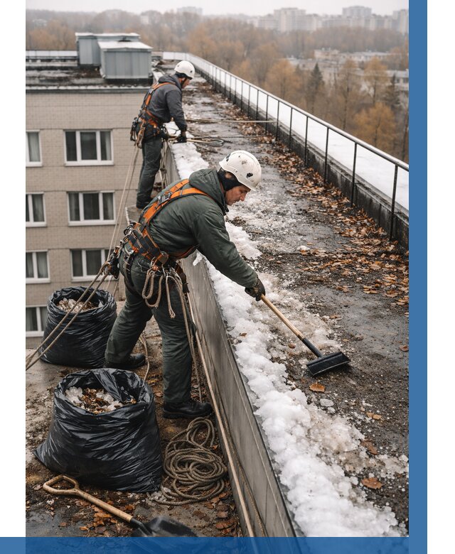 Очистка кровли по периметру в Георгиевске от 567 р. | ВЫСОТНИК-Грг