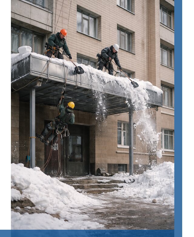 Очистка козырьков от снега в Георгиевске от 3607 р. | ВЫСОТНИК-Грг