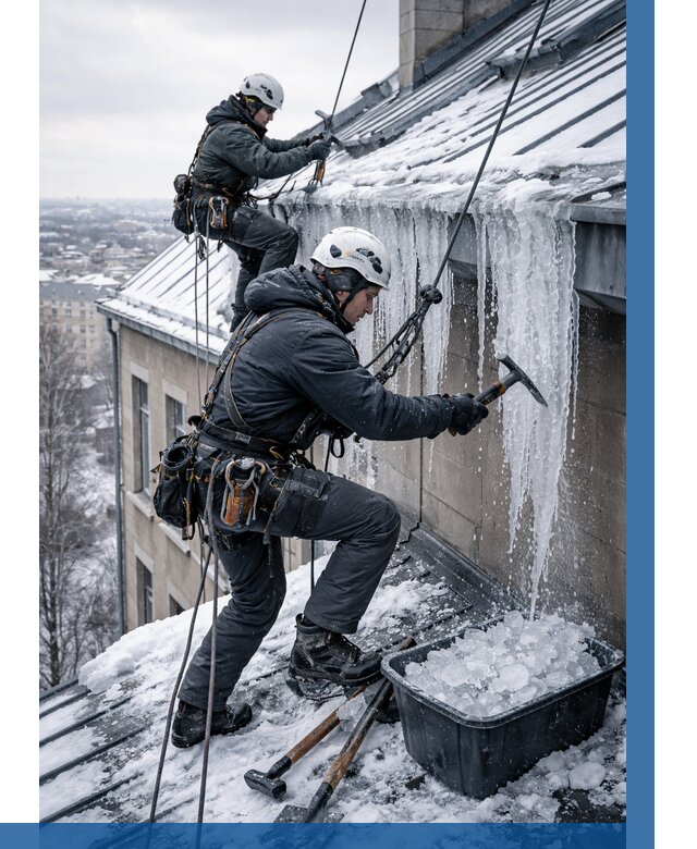 Удаление наледи с кровли в Георгиевске от 5669 р. | ВЫСОТНИК-Грг