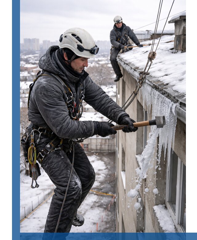 Сбивание и удаление сосулек с крыши в Георгиевске безопасно