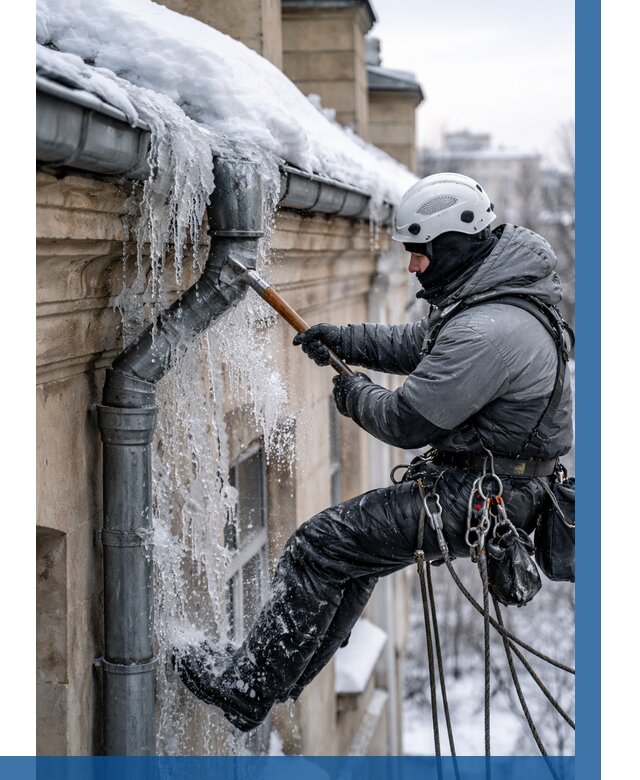 Очистка водостоков от льда в Георгиевске от 3607 р. | ВЫСОТНИК-Грг