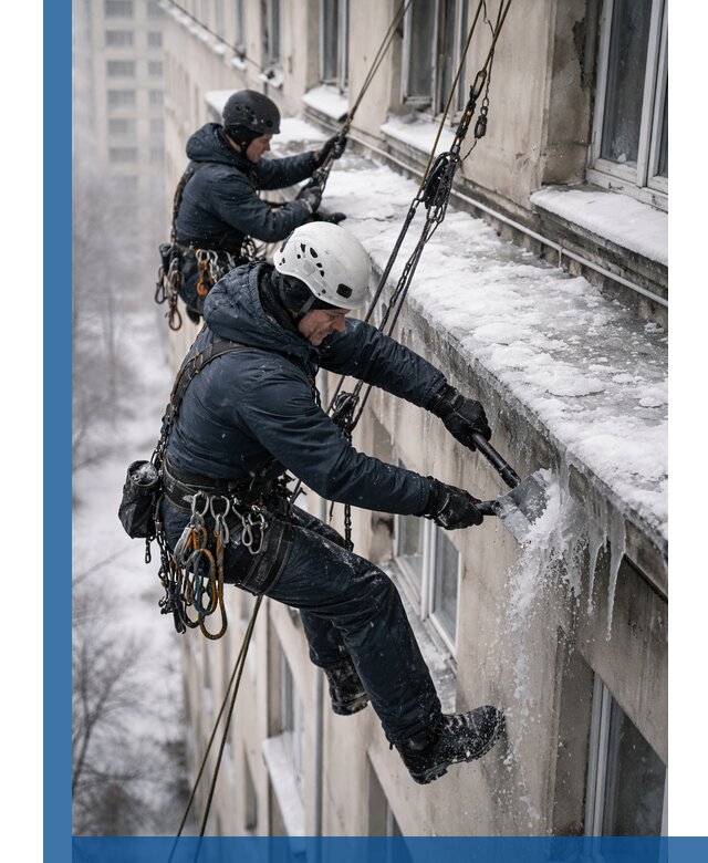 Удаление наледи и сосулек с карнизов в Георгиевске профессионально