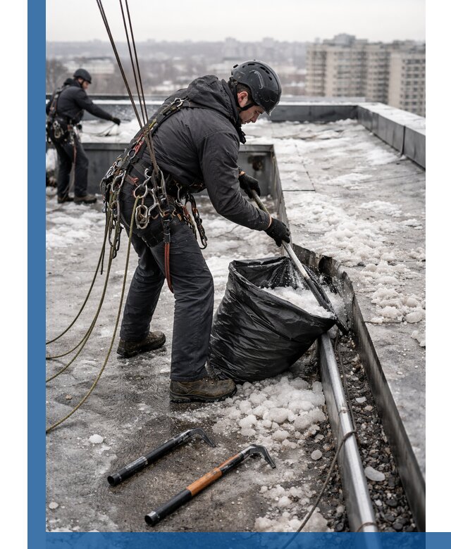 Аварийная очистка кровли в Георгиевске от промальпинистов