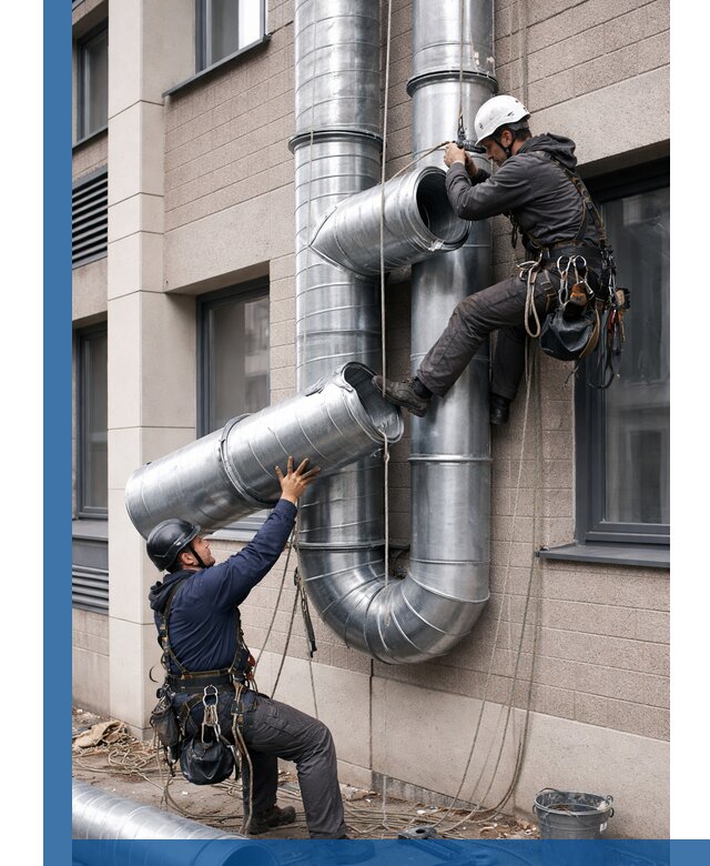 Монтаж фасадных воздуховодов в Георгиевске с герметизацией и крепежом