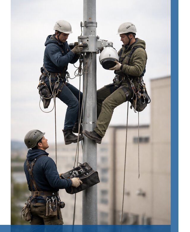 Установка видеокамер на мачте в Георгиевске от 8761 р. | ВЫСОТНИК-Грг