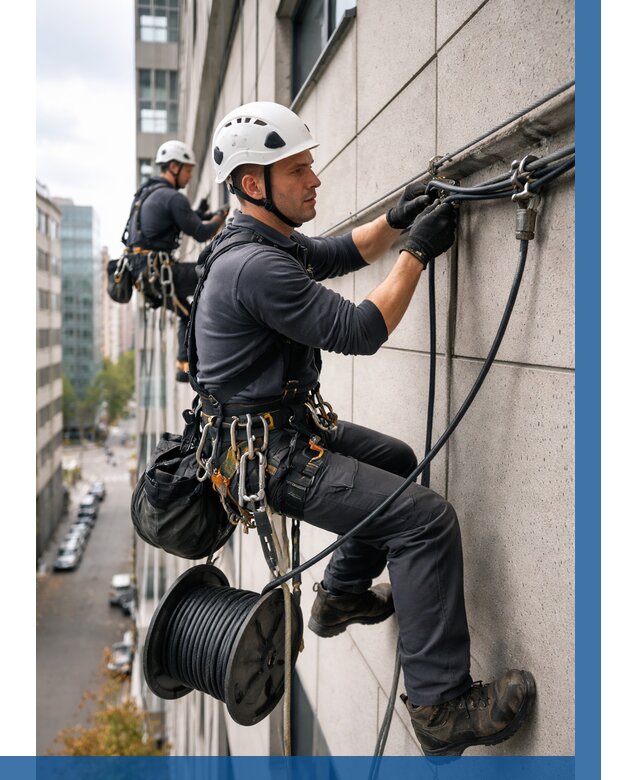 Прокладка кабеля по фасаду в Георгиевске от 361 р. | ВЫСОТНИК-Грг