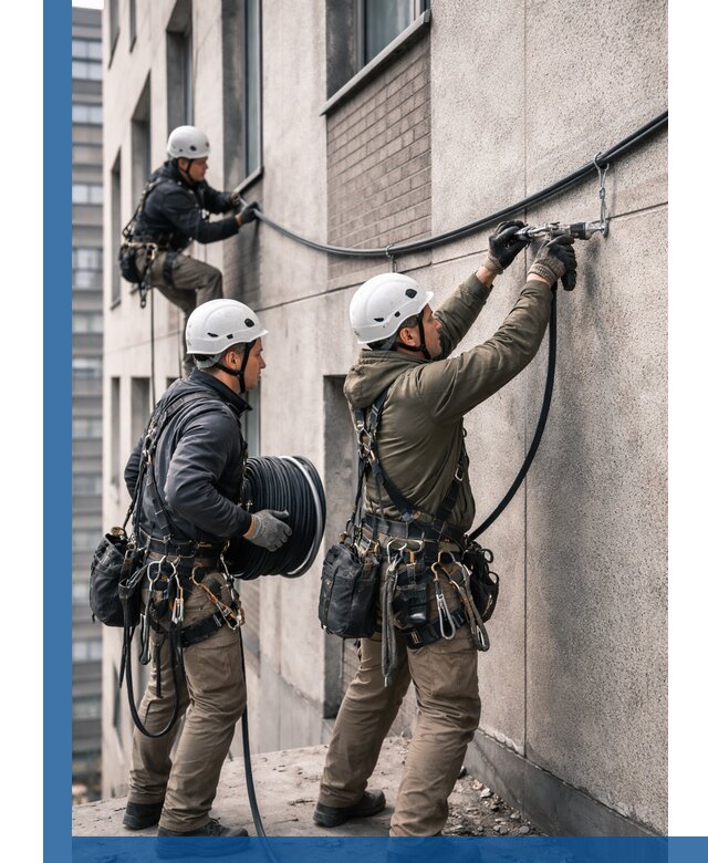 Прокладка кабеля по фасаду в Георгиевске, профессиональный монтаж