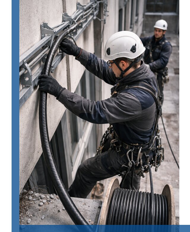 Протяжка кабеля питания на высоте в Георгиевске с гарантией безопасности и качества