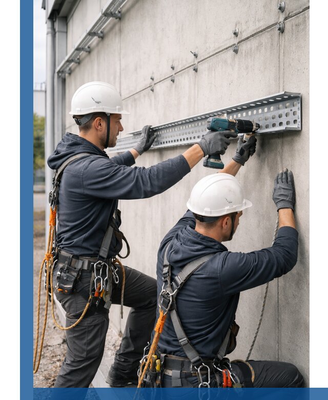 Монтаж кабельных лотков на фасаде зданий в Георгиевске с гарантией