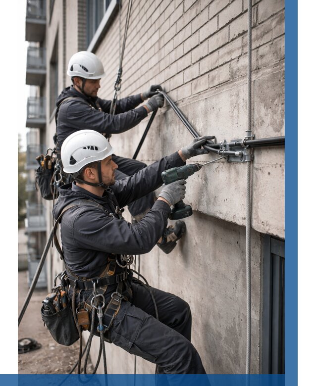 Крепление кабеля на фасаде в Георгиевске от 361 р. | ВЫСОТНИК-Грг