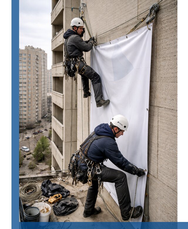 Профессиональный монтаж баннеров на фасаде в Георгиевске