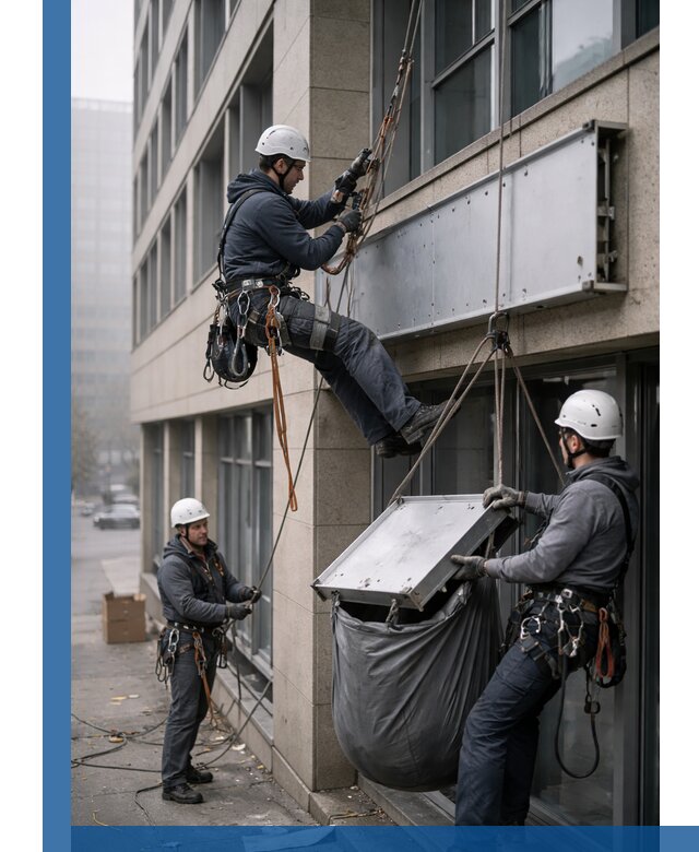 Демонтаж рекламной вывески с высотными работами в Георгиевске